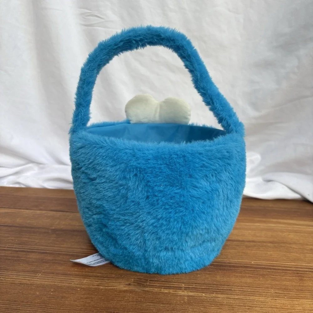 Cookie Monster Plush Halloween Treat Bucket Candy Basket Sesame Street Blue